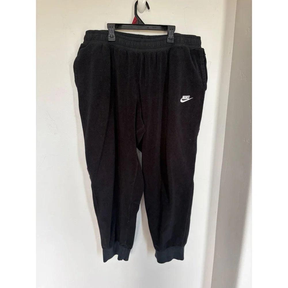 Nike Mens XXL Black Polar Fleece Joggers Nylon Side Panel Sweatpants Futura Logo